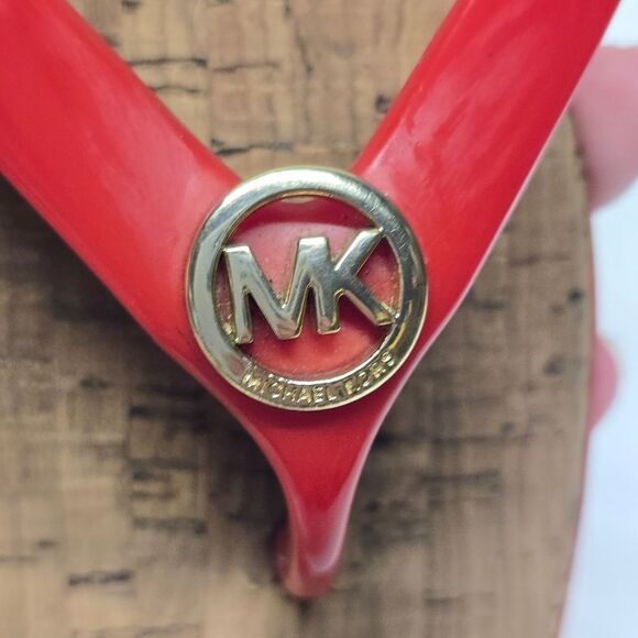 Michael Kors Red Jelly Cork Thong Sandals Flip Flops Women's 9 - Picture 2 of 8